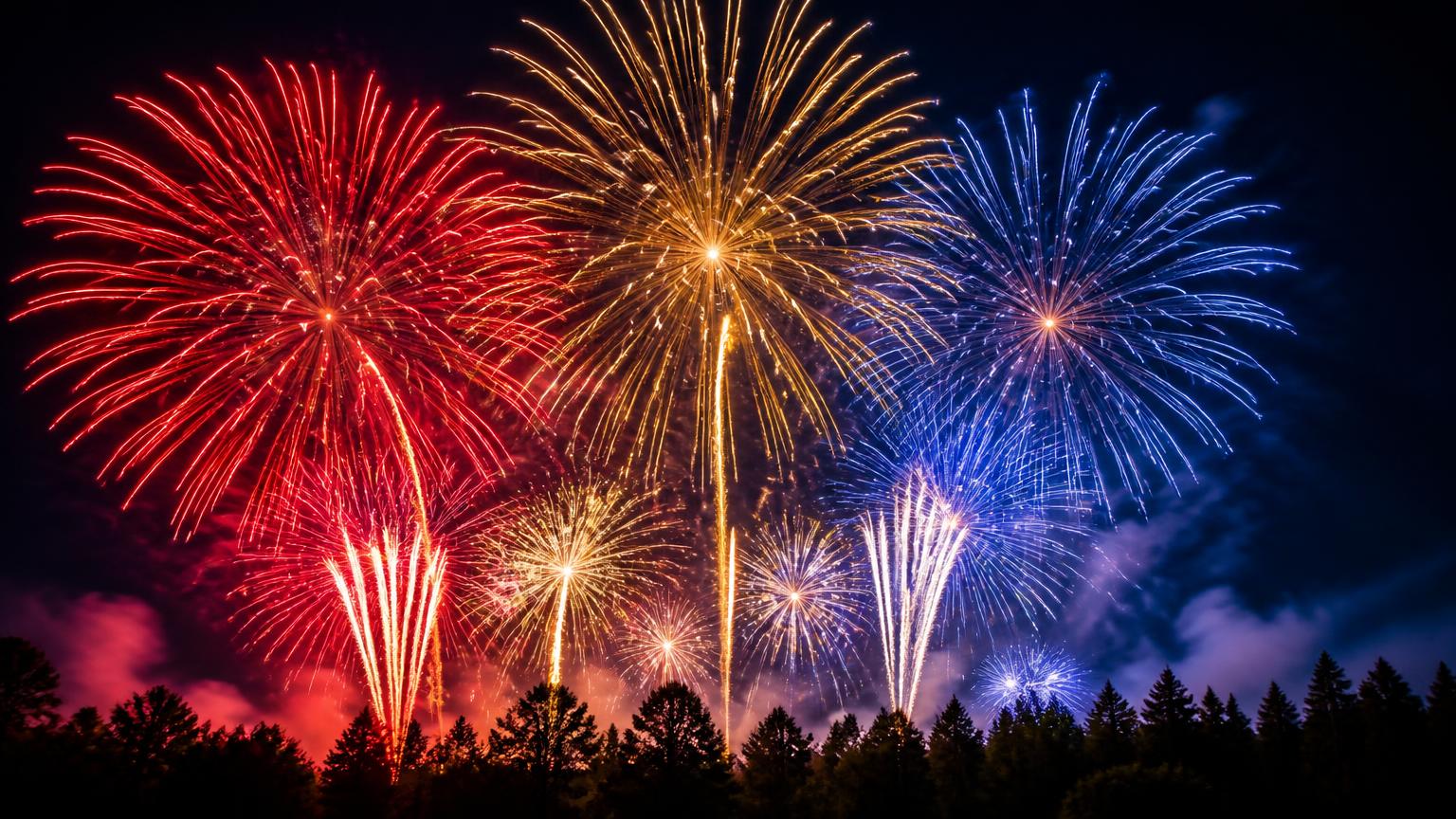 Colorful fireworks lighting up the night sky